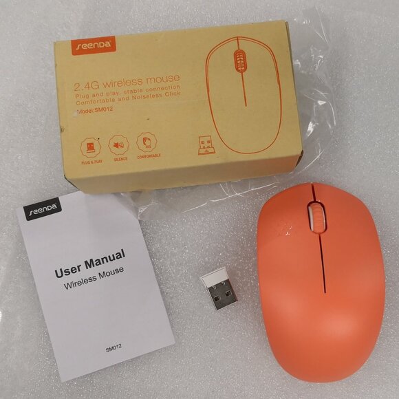 Seenda Wireless Mouse 2.4G/Noiseless Mouse w USB Receiver Portable Coral Orange - Picture 1 of 9